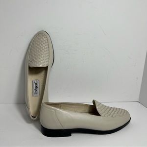 Rockport Leather Basket Weave Beige Size 7 N Slip On Woven Flats Comfort Shoes